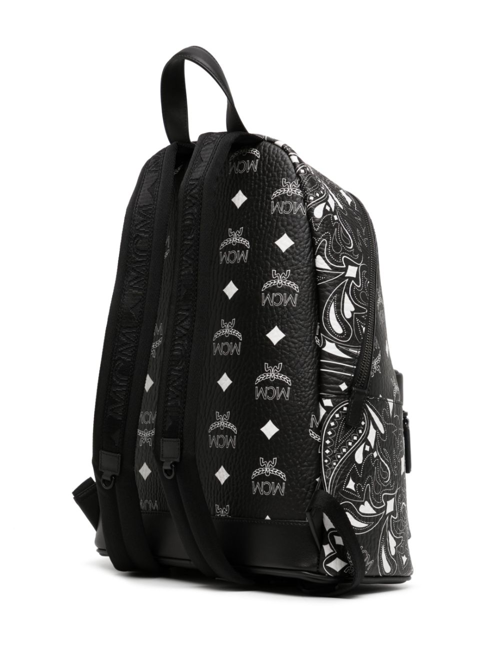 Shop Mcm Medium Stark Bandana Monogram Backpack In Black