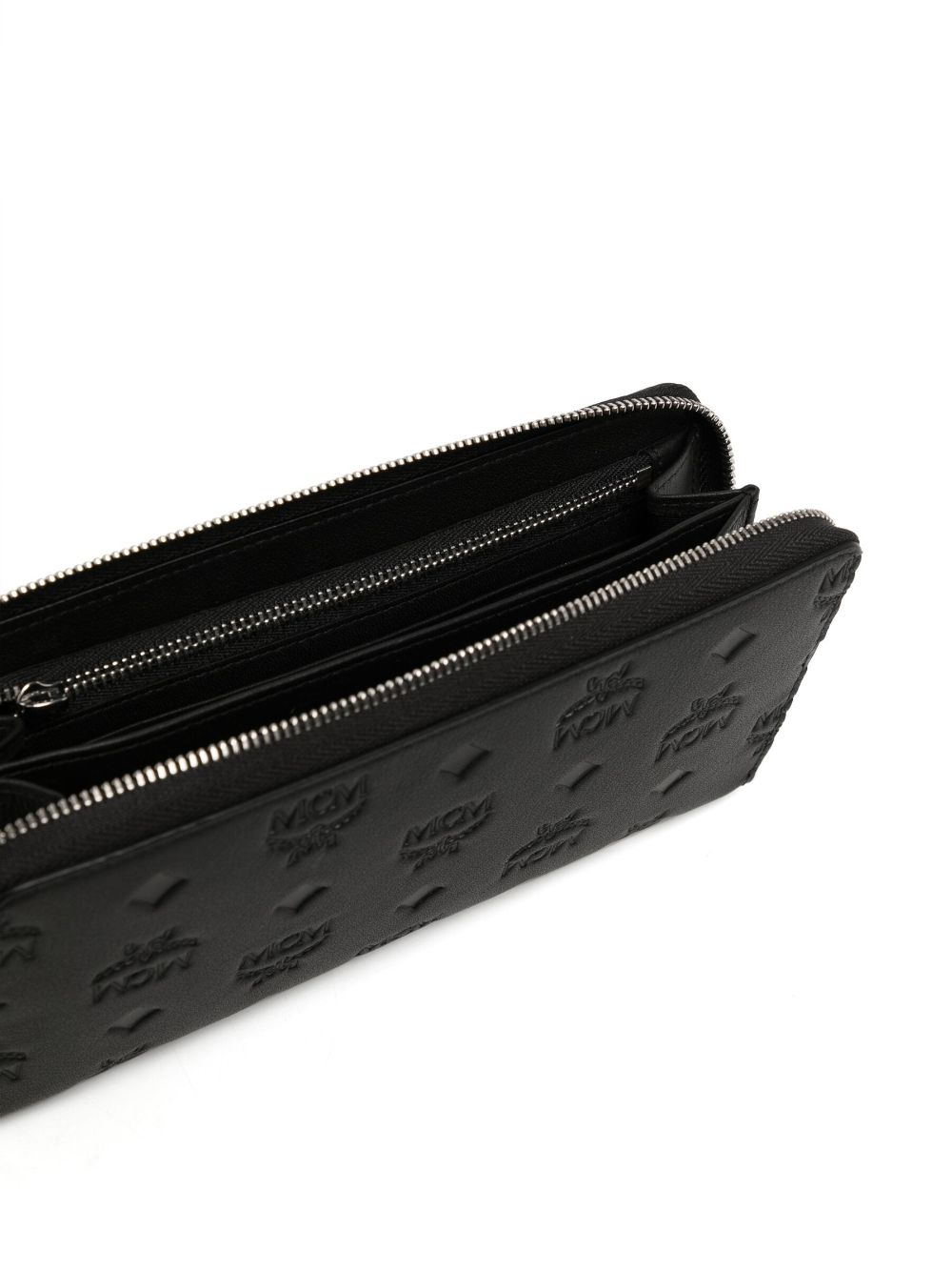 Shop Mcm Large Aren Leather Wallet In Black