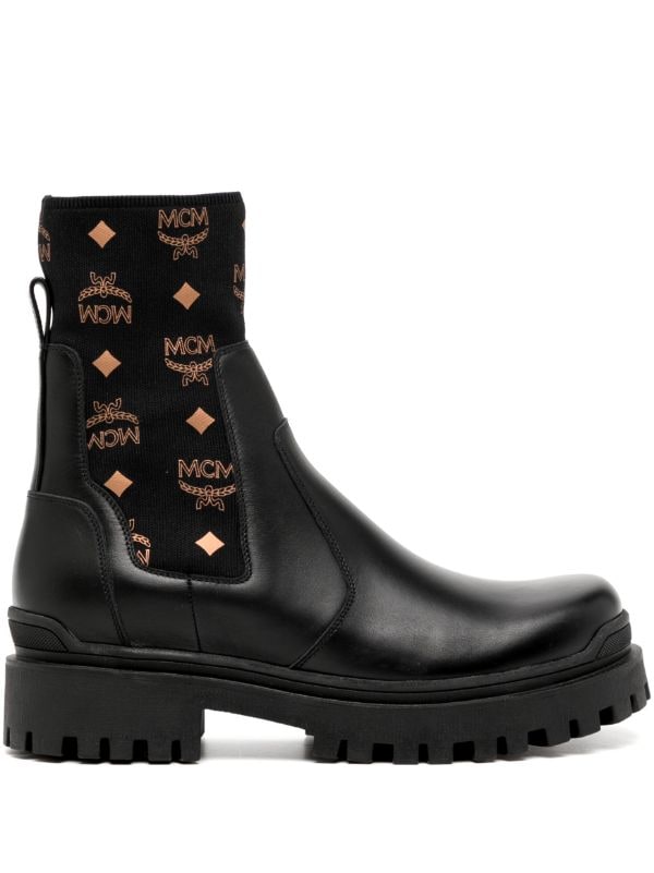 MCM Botas Chelsea Contrast Monogram Con Tac n De 40mm Farfetch