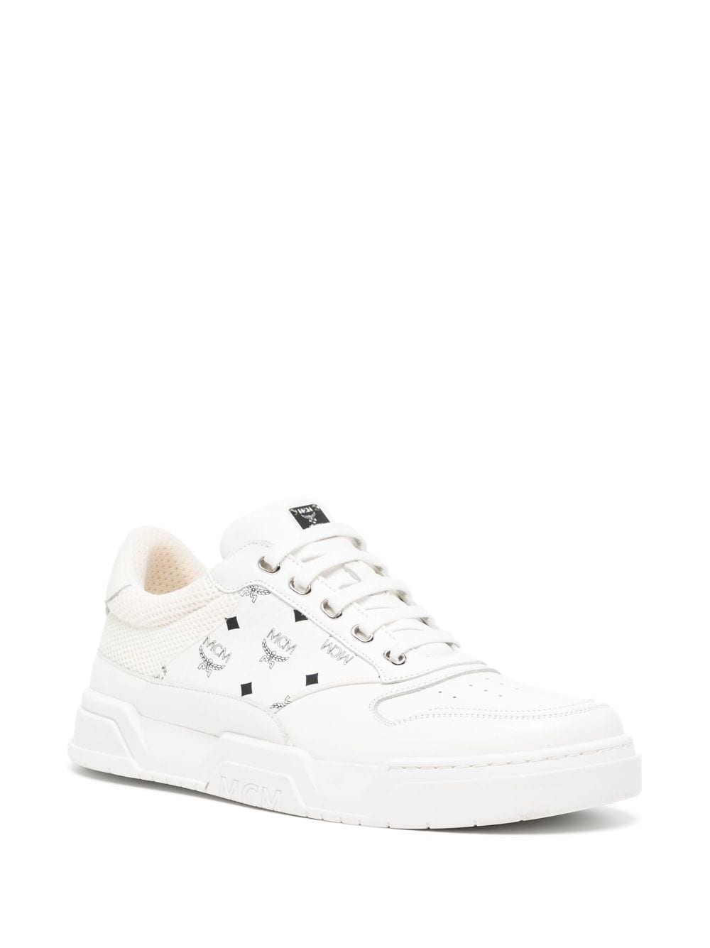 Shop Mcm Skyward Monogram-print Low-top Sneakers In White