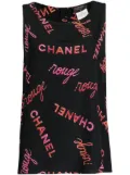 CHANEL Pre-Owned 1996 logo-print sleeveless silk blouse - Black