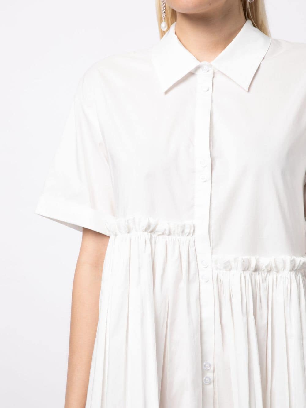 Shop Tout A Coup Asymmetric Pleated Shirt Dress In White