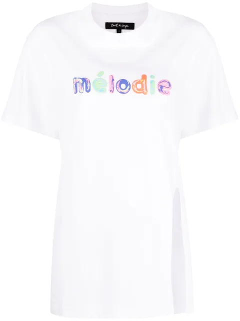 tout a coup slogan-print cotton T-shirt