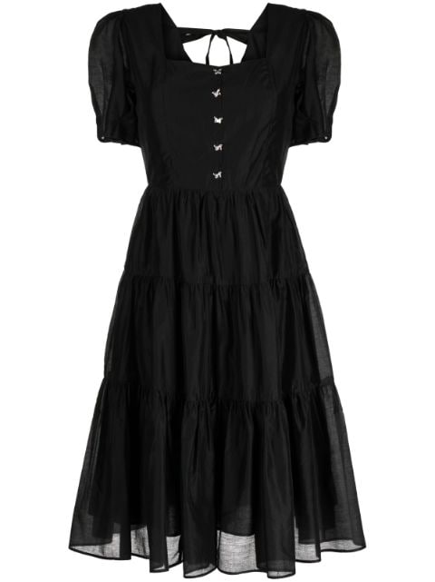 tout a coup butterfly-buttoned tiered dress