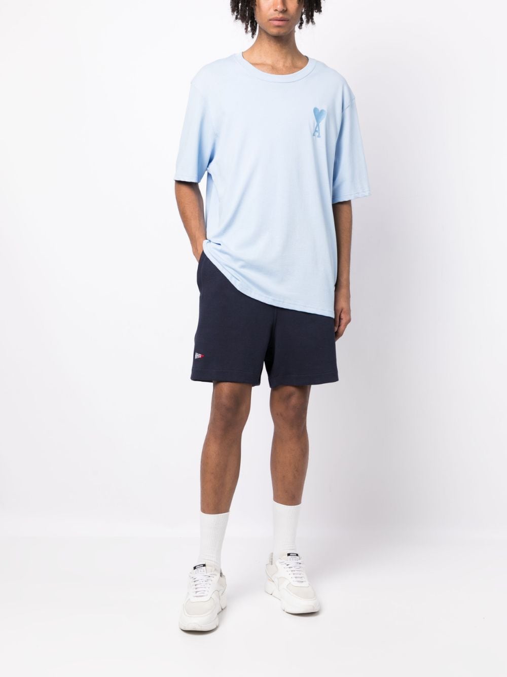 izzue logo-embroidered track shorts - Blauw