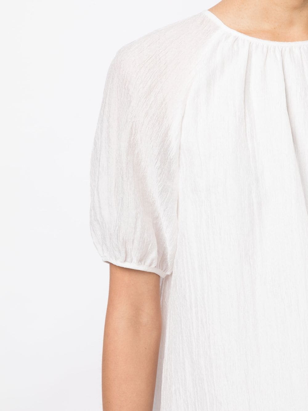 Shop Tout A Coup Textured Short-sleeve Dress In White