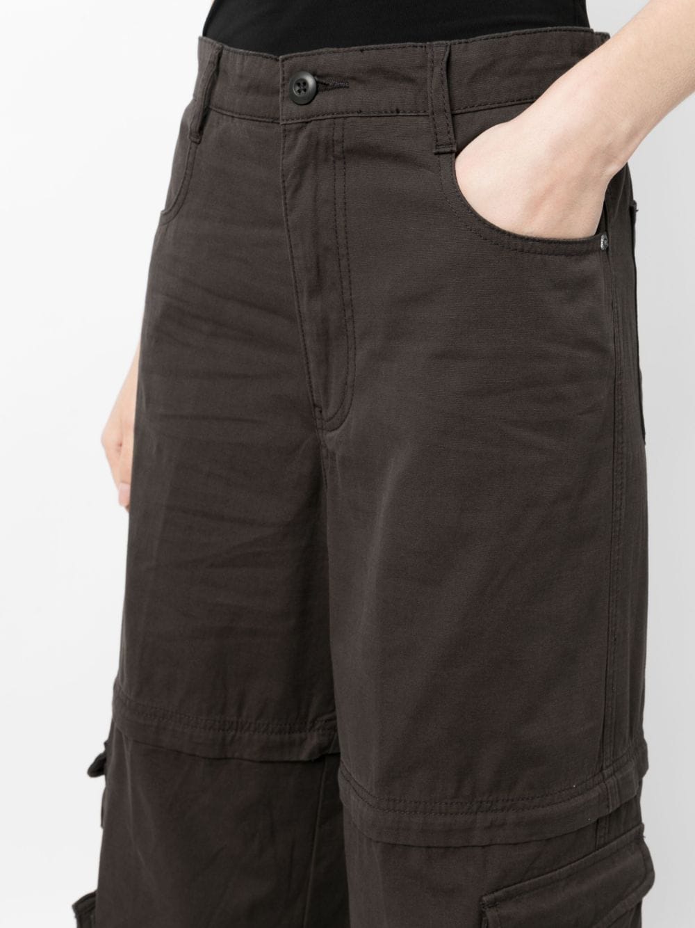 Shop Izzue Wide-leg Cotton Cargo Trousers In Black