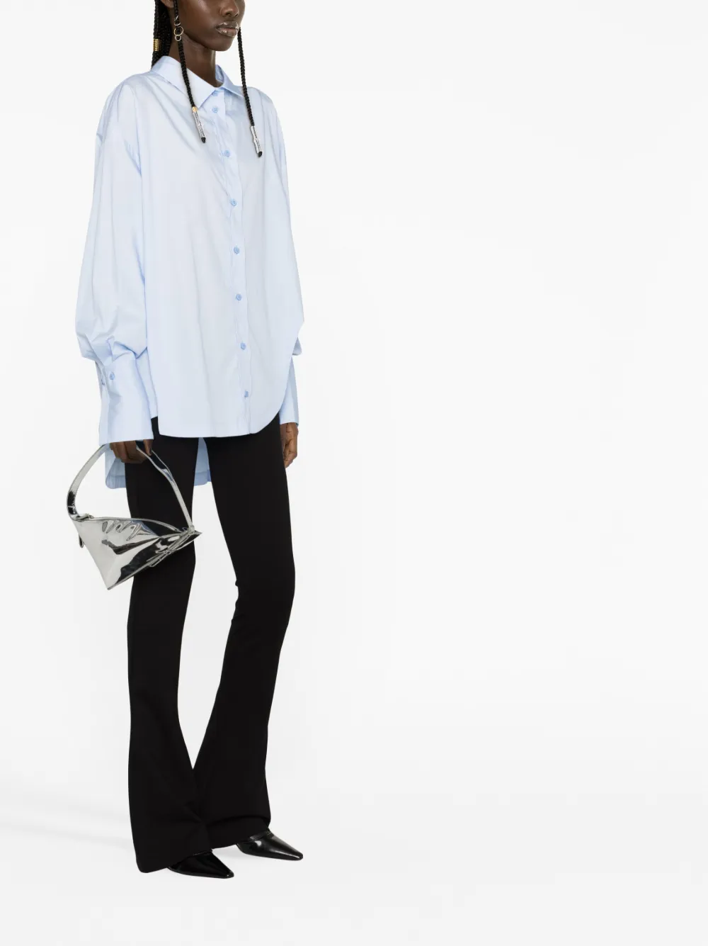 Shop Attico Diana Long-sleeve Shirt In Blue