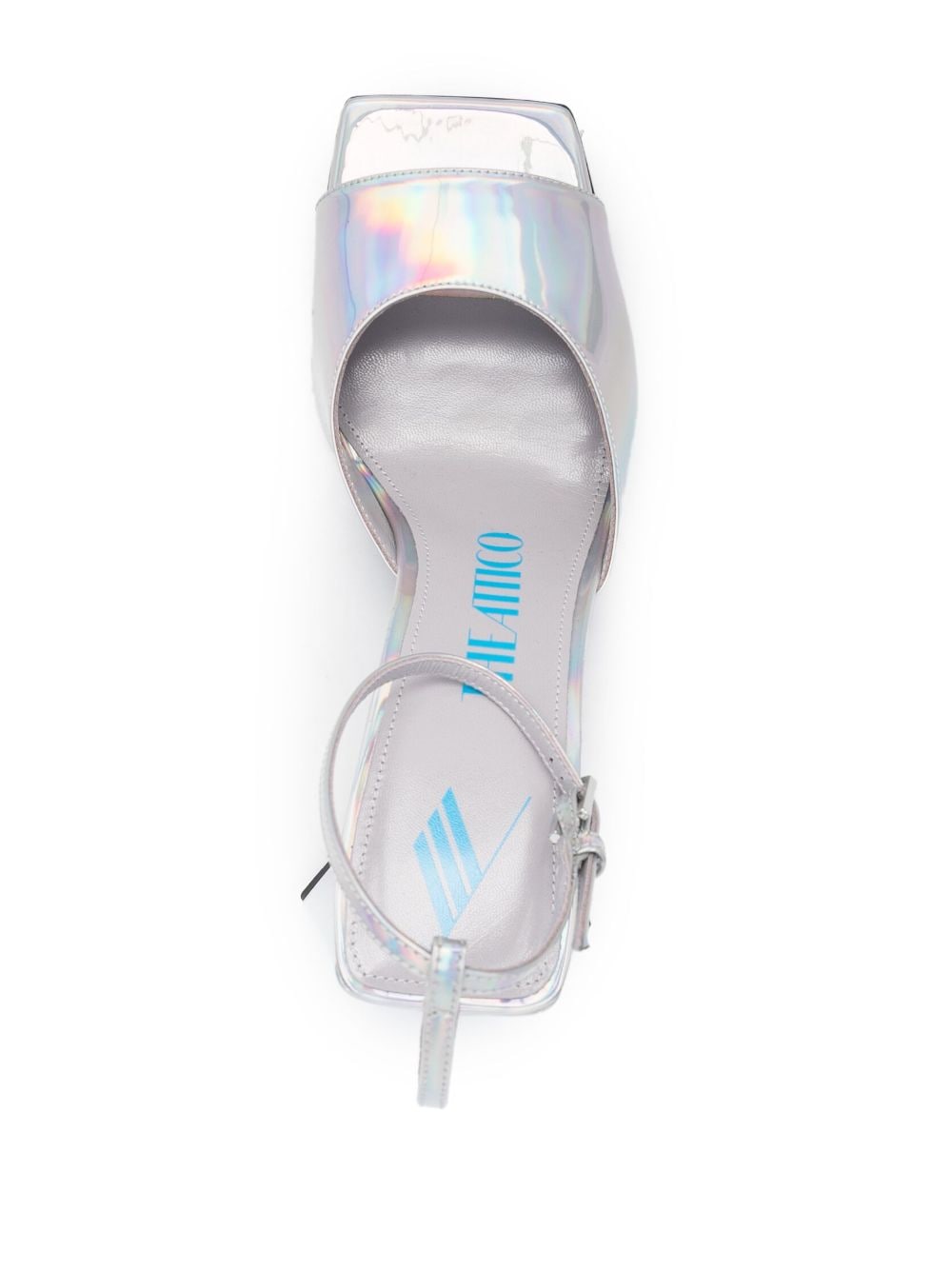 Shop Attico Piper 85mm Holographic Sandals In Silver