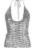 The Attico sequin-embellishment halterneck top - Silver