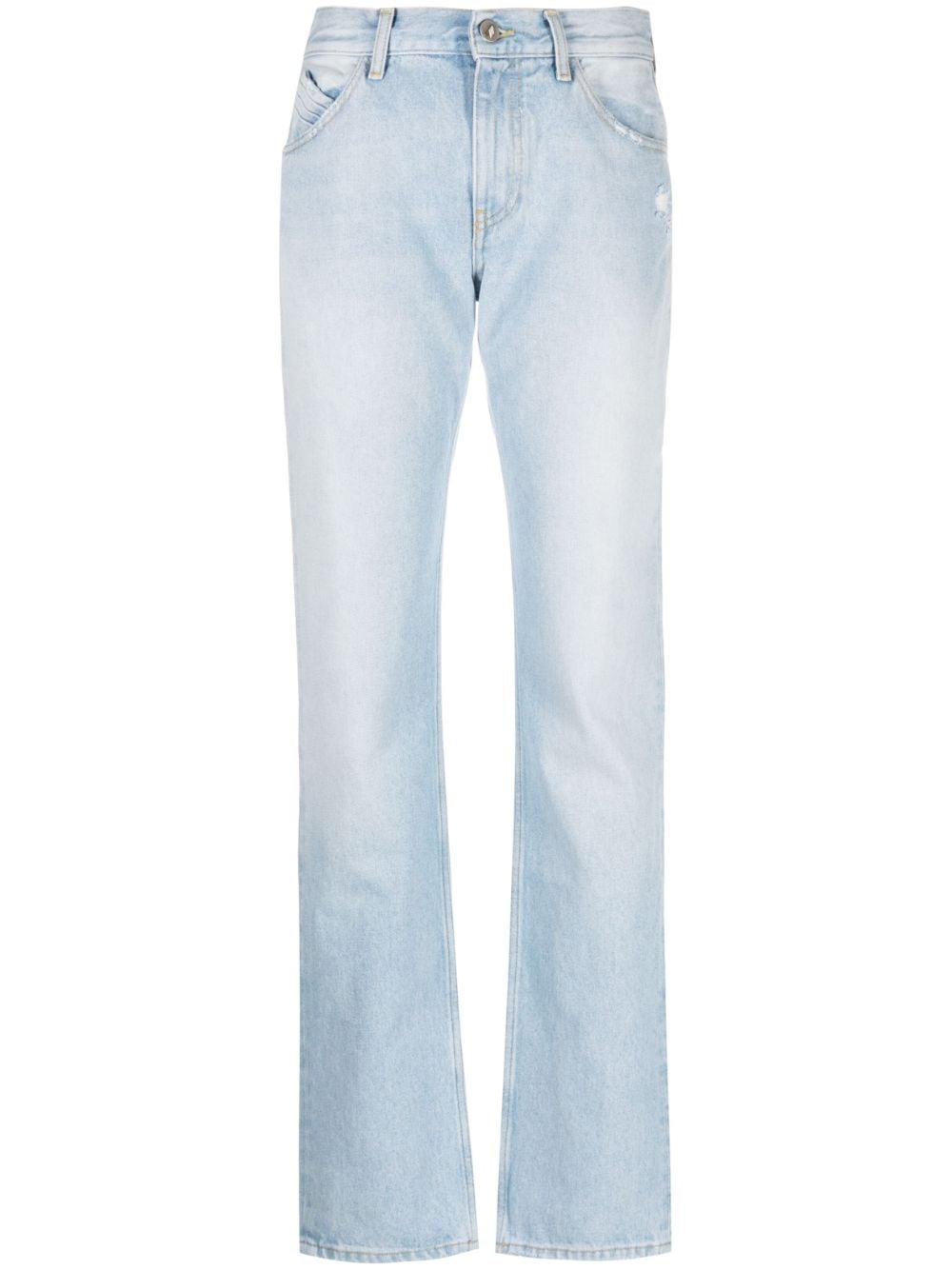 high-waisted straight-leg jeans