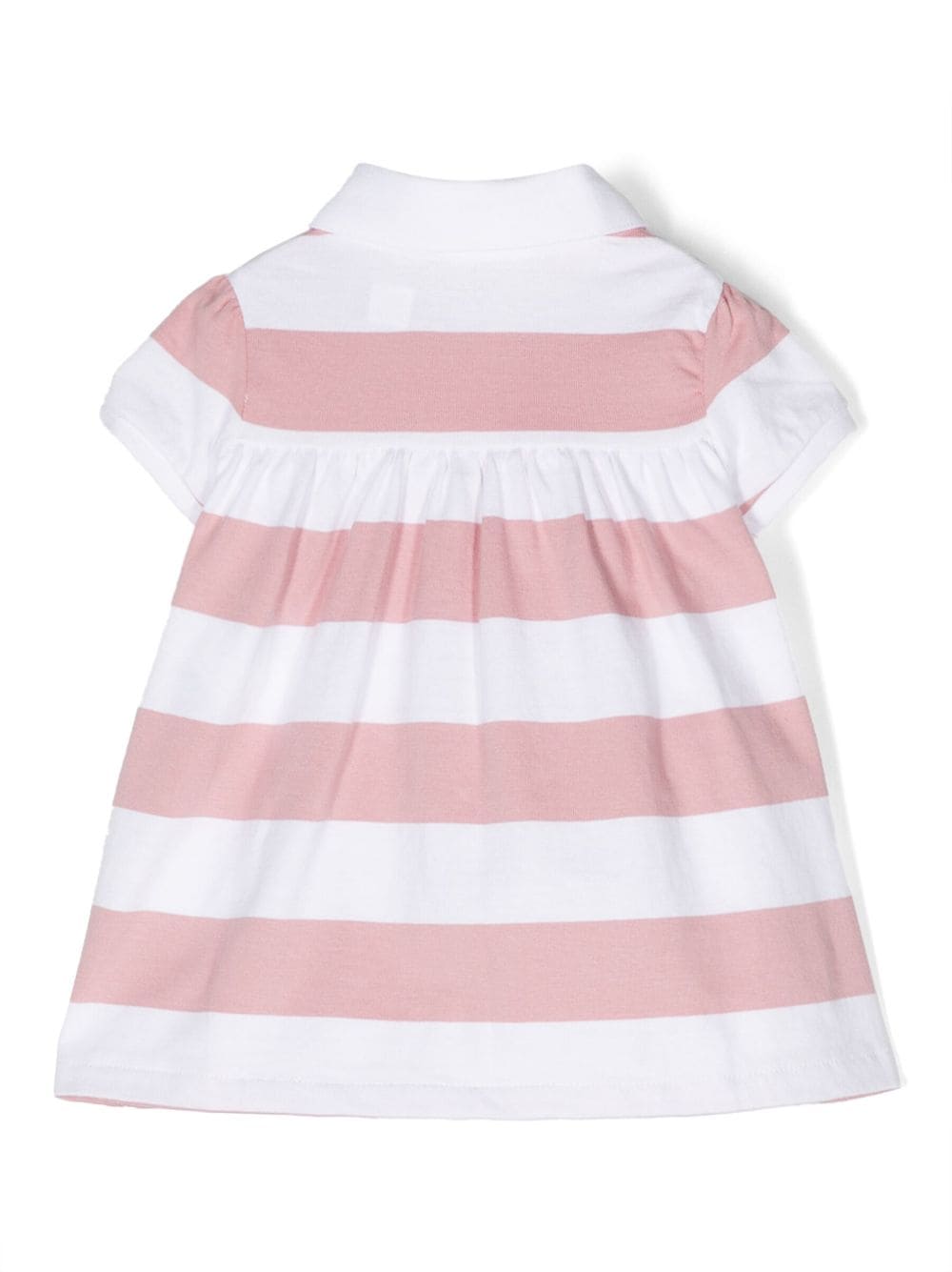 Ralph Lauren Kids embroidered-logo striped dress - Roze