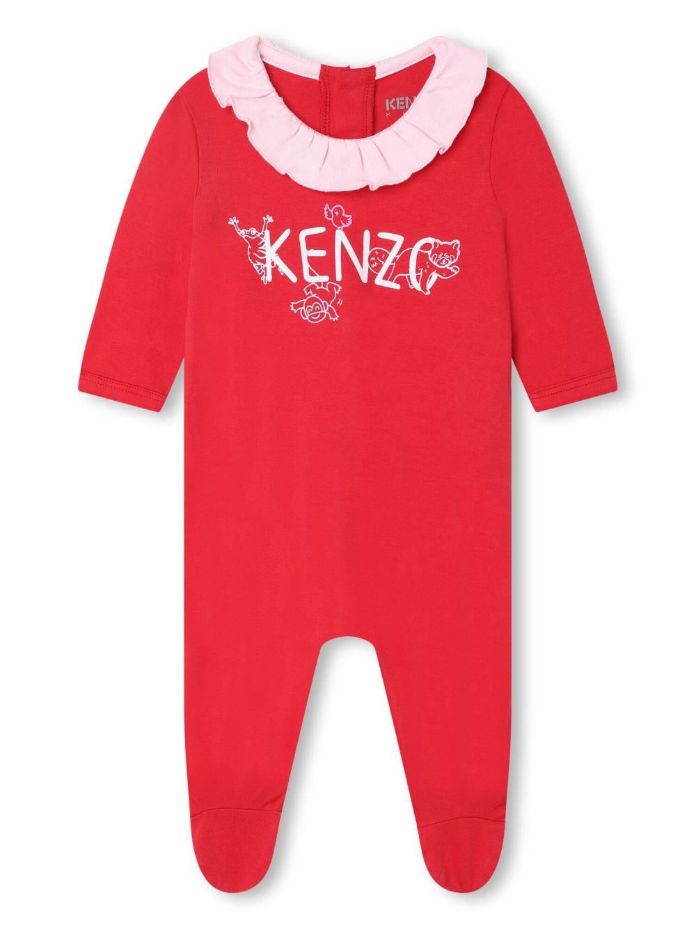 kenzo kids grenouillère volantée à logo imprimé - rouge