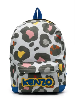 Kenzo Kids Rucksack leopard print Backpack Green FARFETCH BH