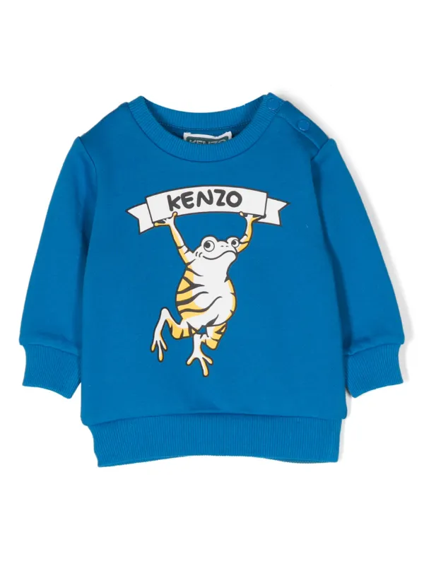 Kenzo Kids logo print round neck Sweatshirt Farfetch