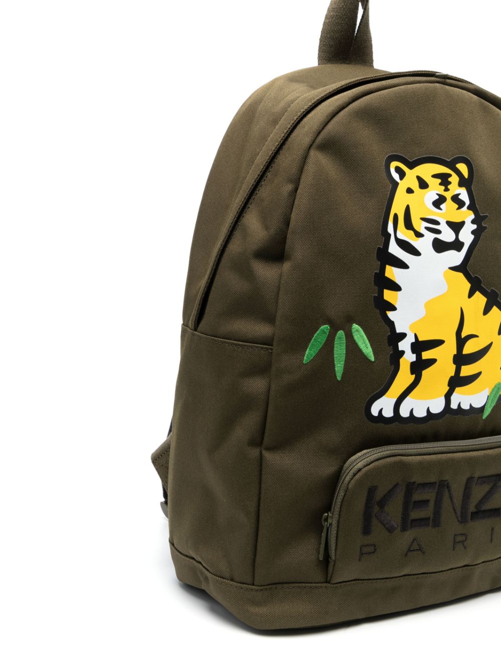 Shop Kenzo Logo-embroidered Zipped Backpack In Green