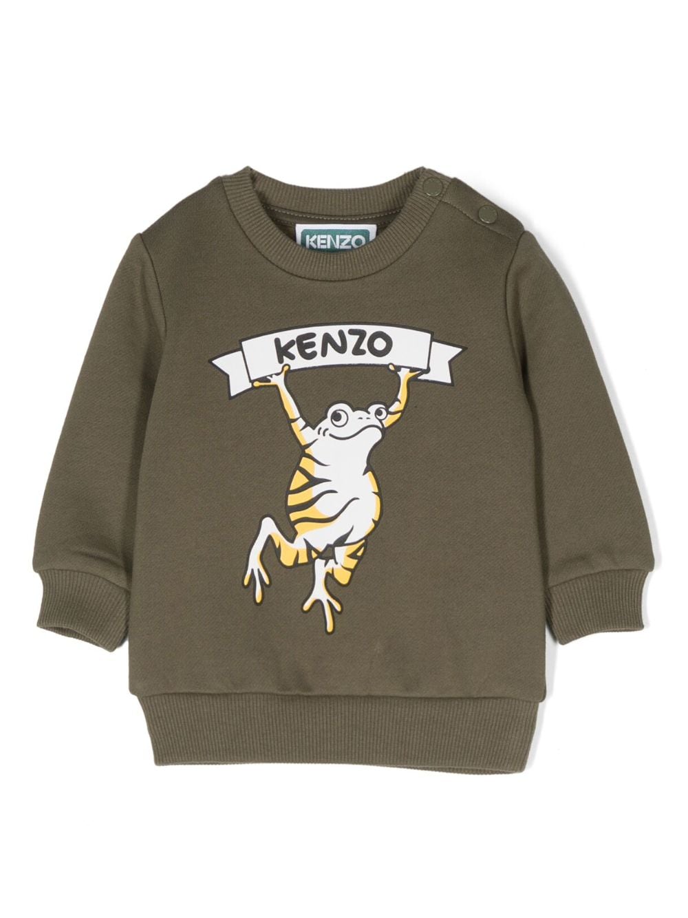 Shop Kenzo Logo-print Cotton Sweatshirt In Green