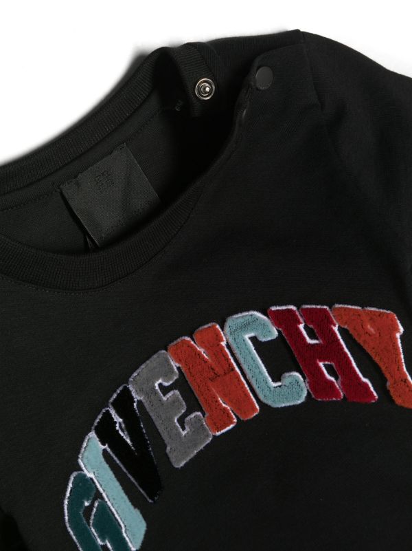 Givenchy Kids logo embroidered long sleeve T shirt Black FARFETCH CA