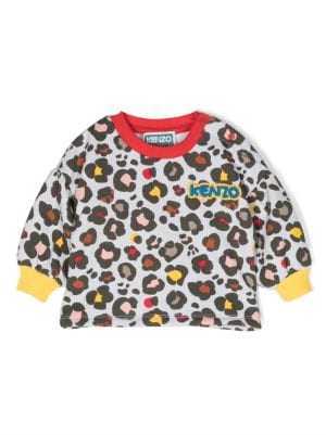 Kenzo Kids leopard print Cotton Sweatshirt Farfetch