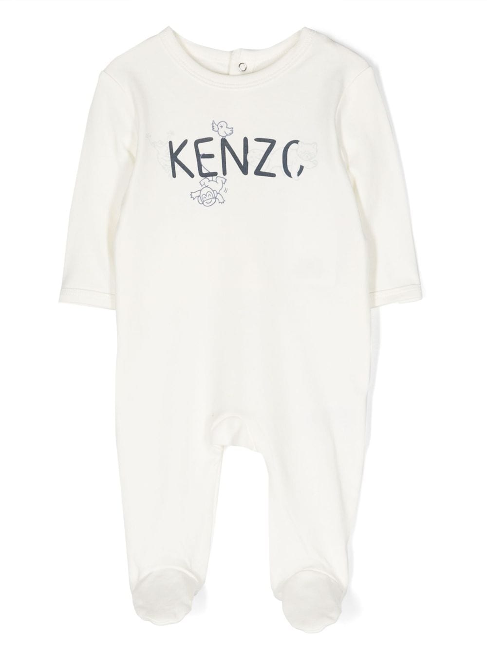 Kenzo Babies' Logo-print Cotton Pajamas In Neutrals