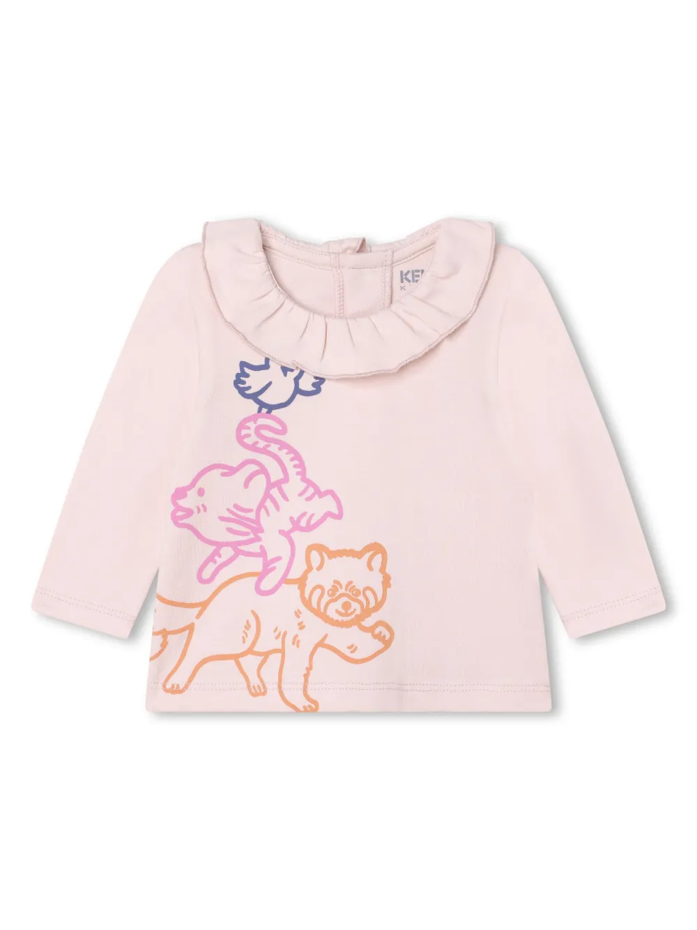 Kenzo Graphic-print Ruffled-collar Trousers Set In Pink