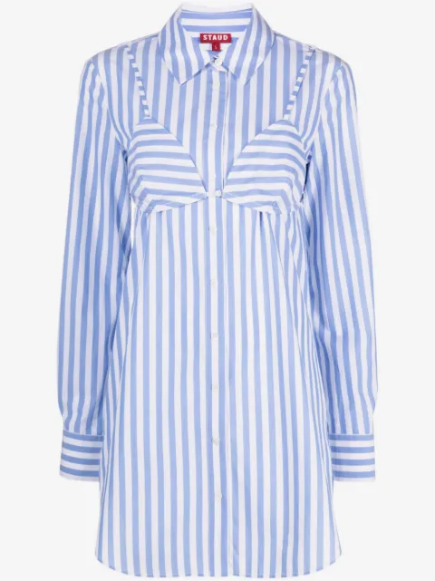 STAUD robe-chemise en popeline Alita à rayures