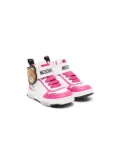 Moschino Kids Teddy Bear-patch leather sneakers - White