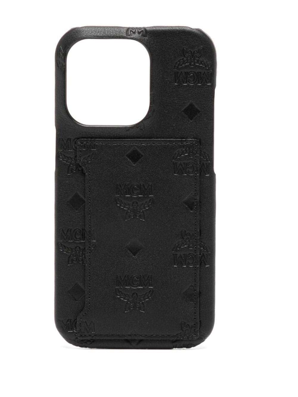 Mcm Iphone 14 Pro Leather Case In Black