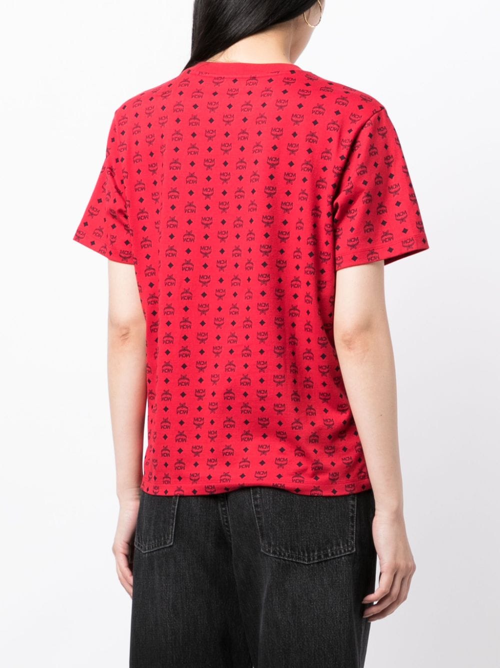 Shop Mcm Monogram-pattern Cotton T-shirt In Red
