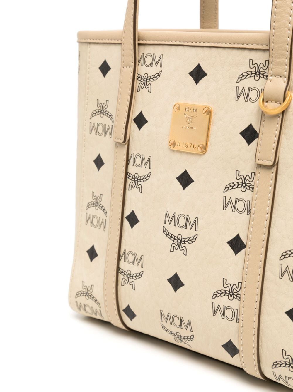 MCM Women's Beige Monogram Essential Tote Bag