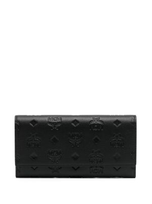 Mcm Women's Large Aren Embossed Patent Leather Wallet - Black