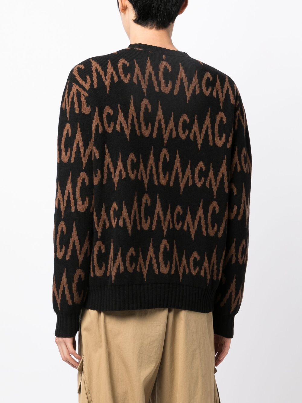 Shop Mcm Intarsia-knit Logo Cashmere Jumper In Black