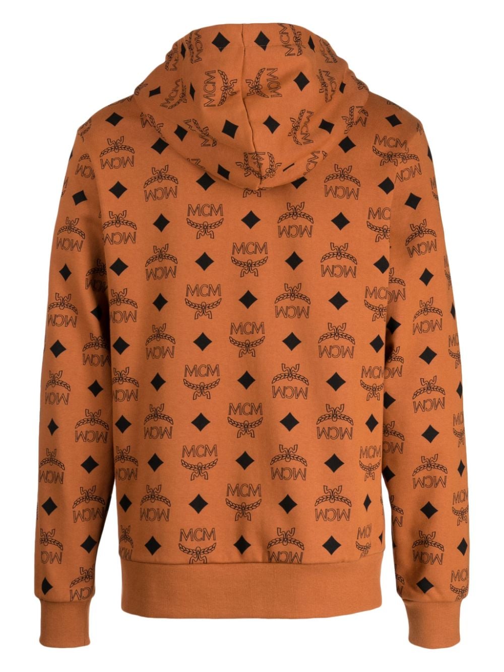 Shop Mcm Monogram-pattern Cotton Hoodie In Brown