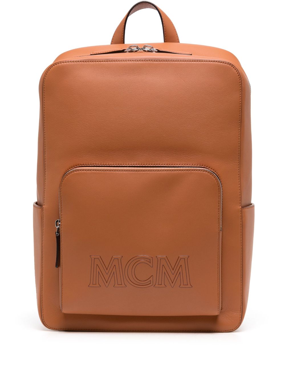 Mcm Men's Aren Medium Leather Backpack In Cognac