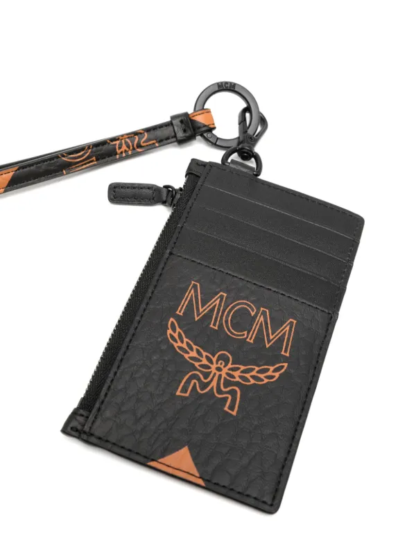 One Size Lanyard Card Holder in Visetos Black