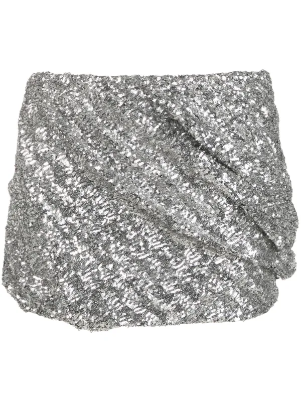 The Attico Sequin-embellished Miniskirt in Silver
