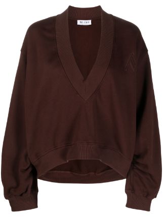 The Attico V neck Cotton Sweatshirt Farfetch