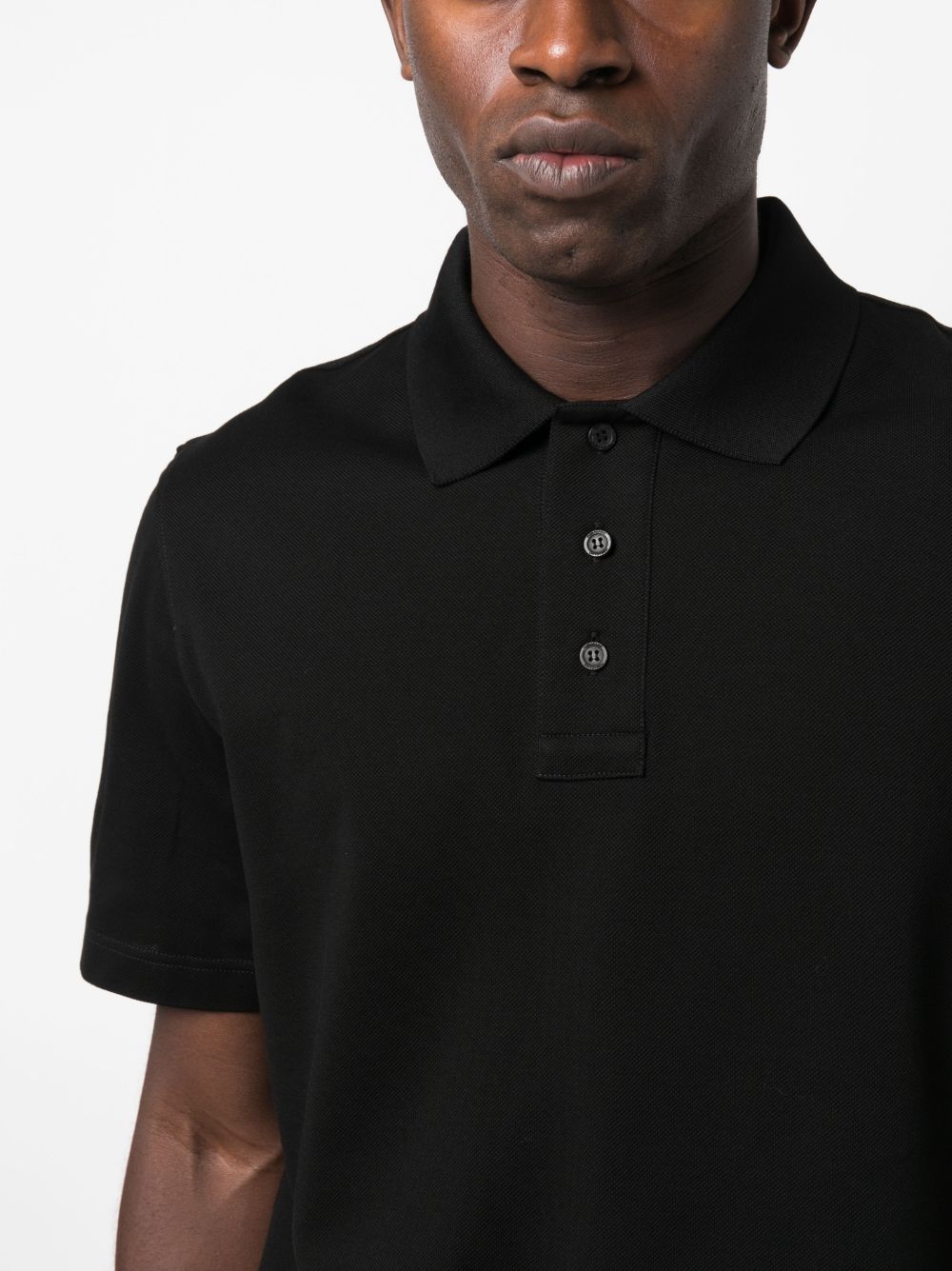 Shop Ferragamo Short-sleeved Cotton Polo Shirt In Black
