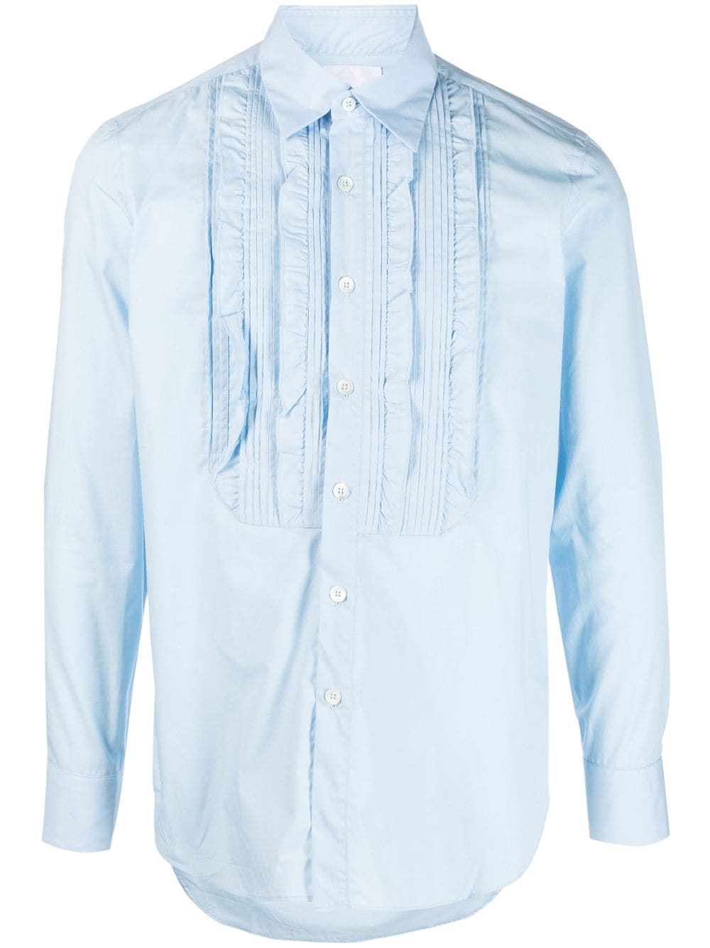 Shop Pt Torino Long-sleeve Bib-collar Shirt In Blau