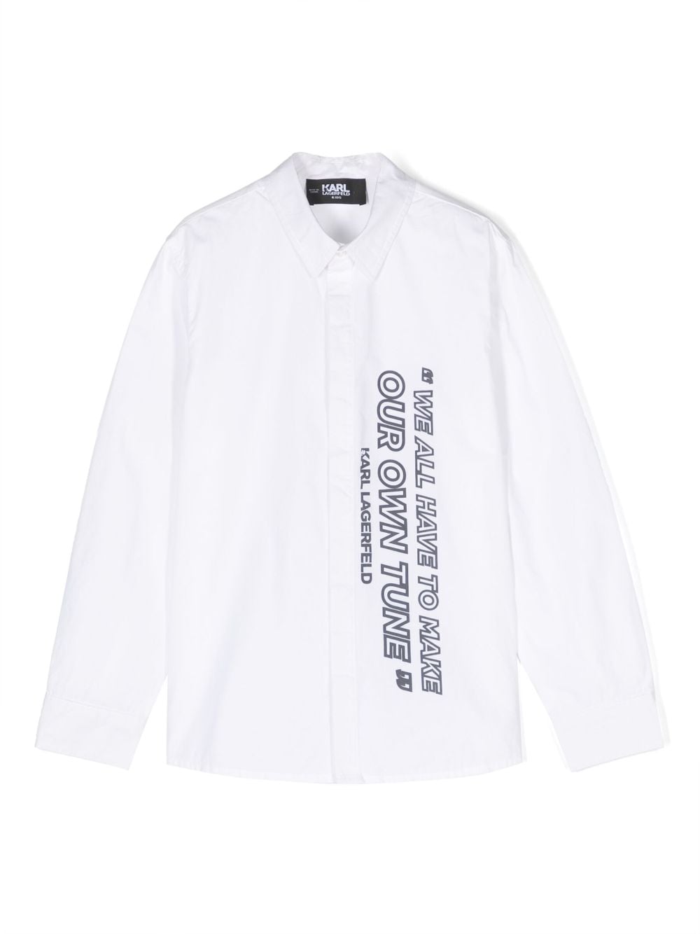 Karl Lagerfeld Kids' Quote-print Long-sleeve Poplin Shirt In White