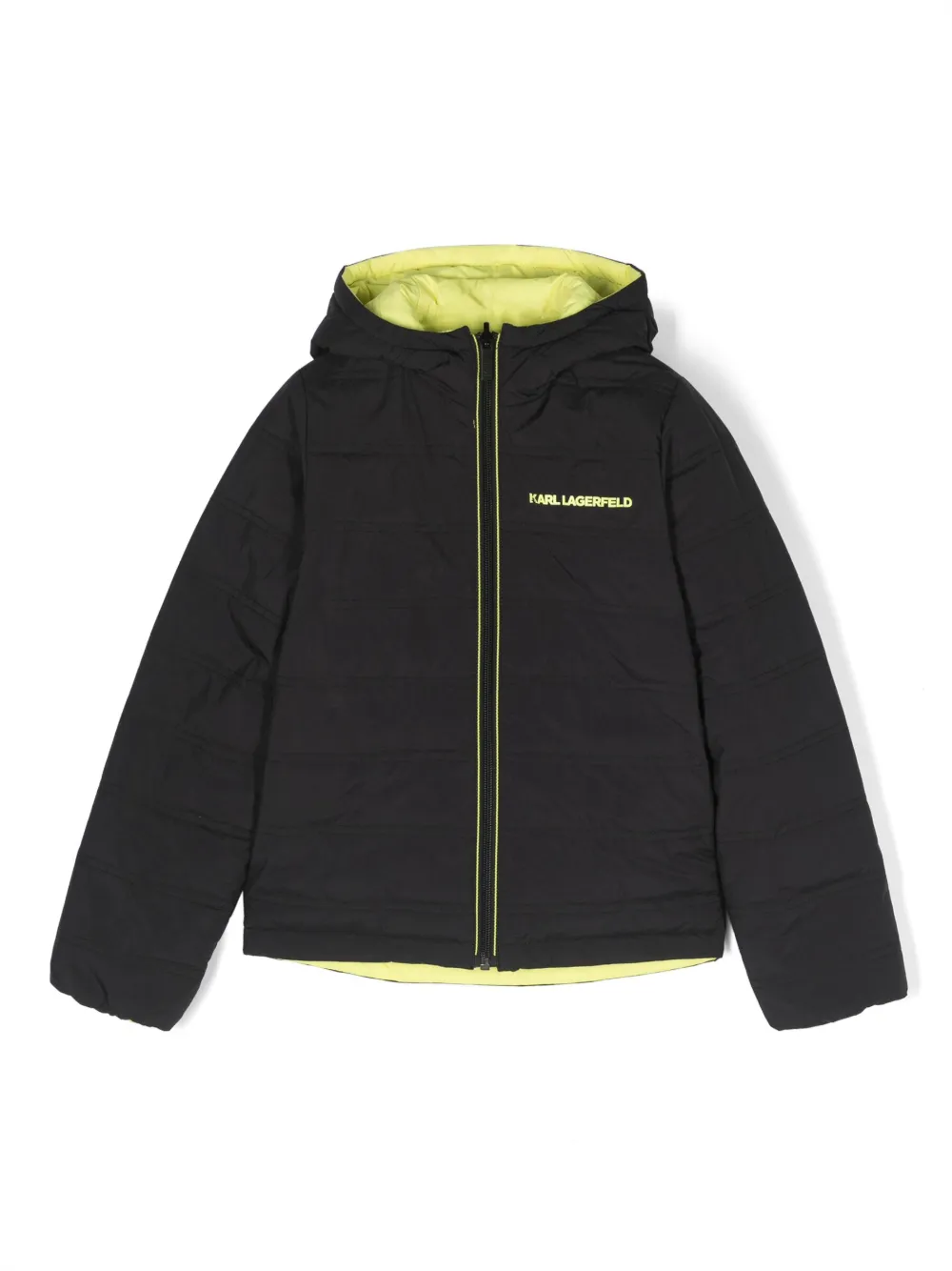 Karl Lagerfeld Kids' Reversible Hooded Padded Jacket In Black