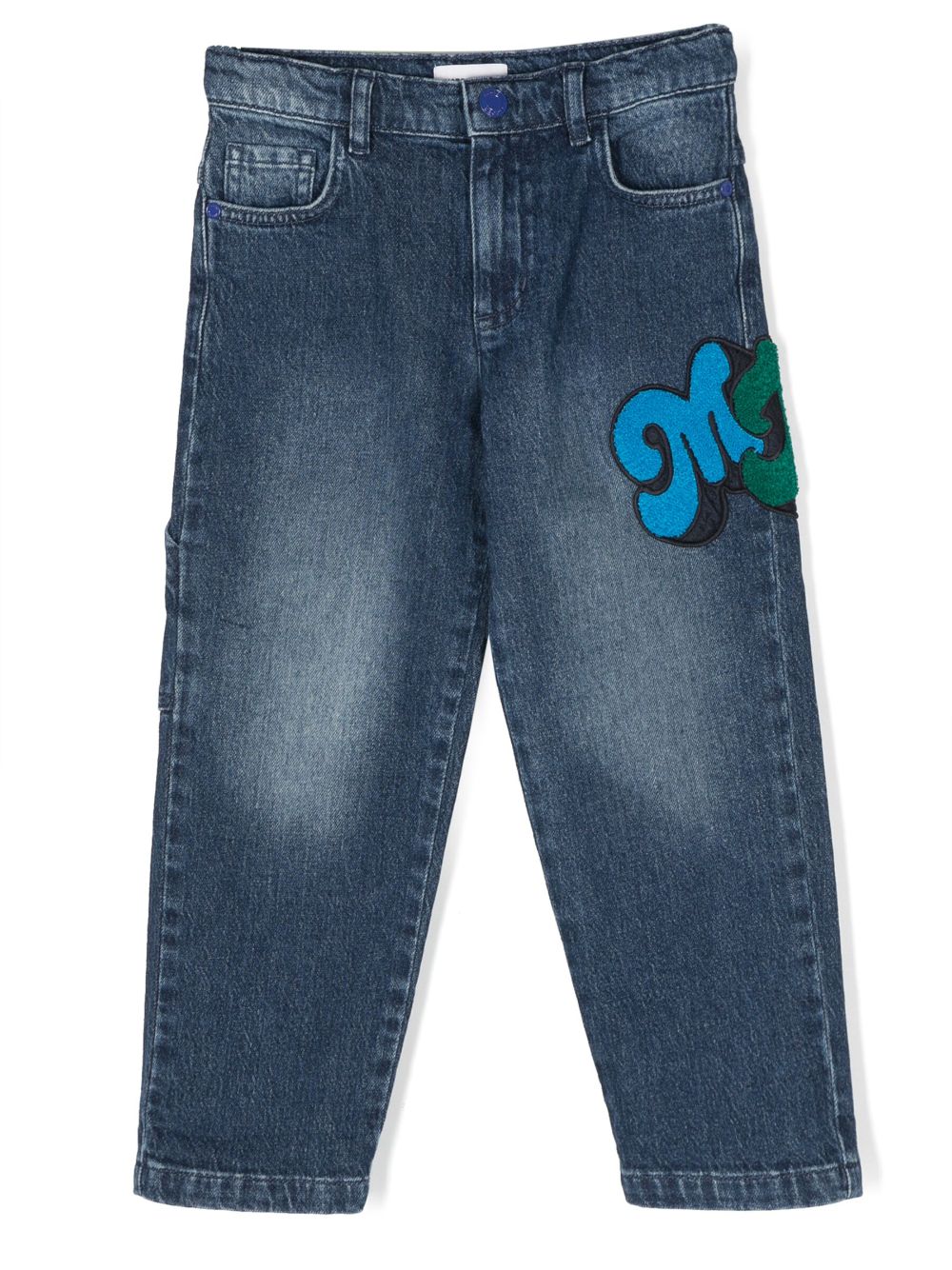 marc jacobs kids jean slim à logo brodé - bleu