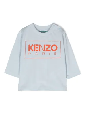 Kenzo Kids logo print long sleeve T shirt Farfetch