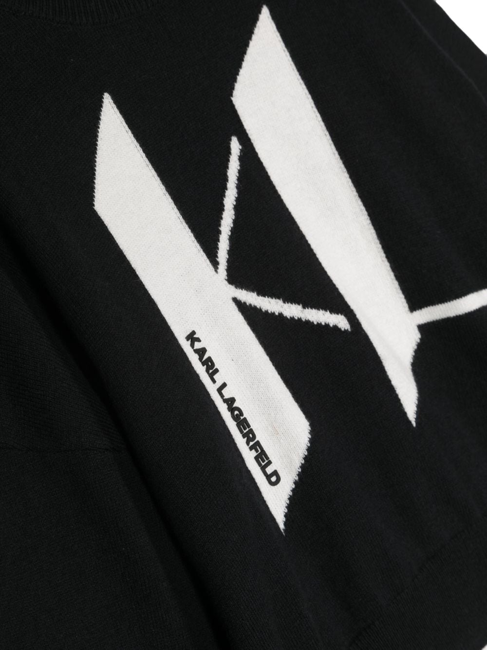 Shop Karl Lagerfeld Seasonal Logo Cotton-cashmere Jumper In Black