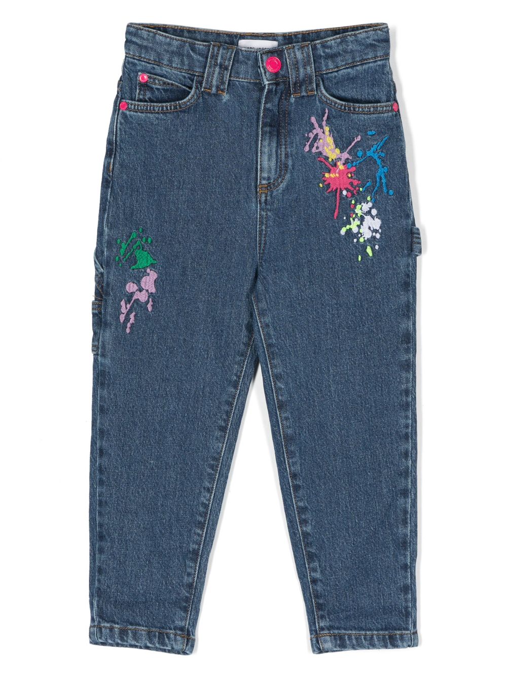 marc jacobs kids jean fuselé à broderies - bleu