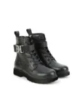 Givenchy Kids logo-buckle lace-up leather boots - Black
