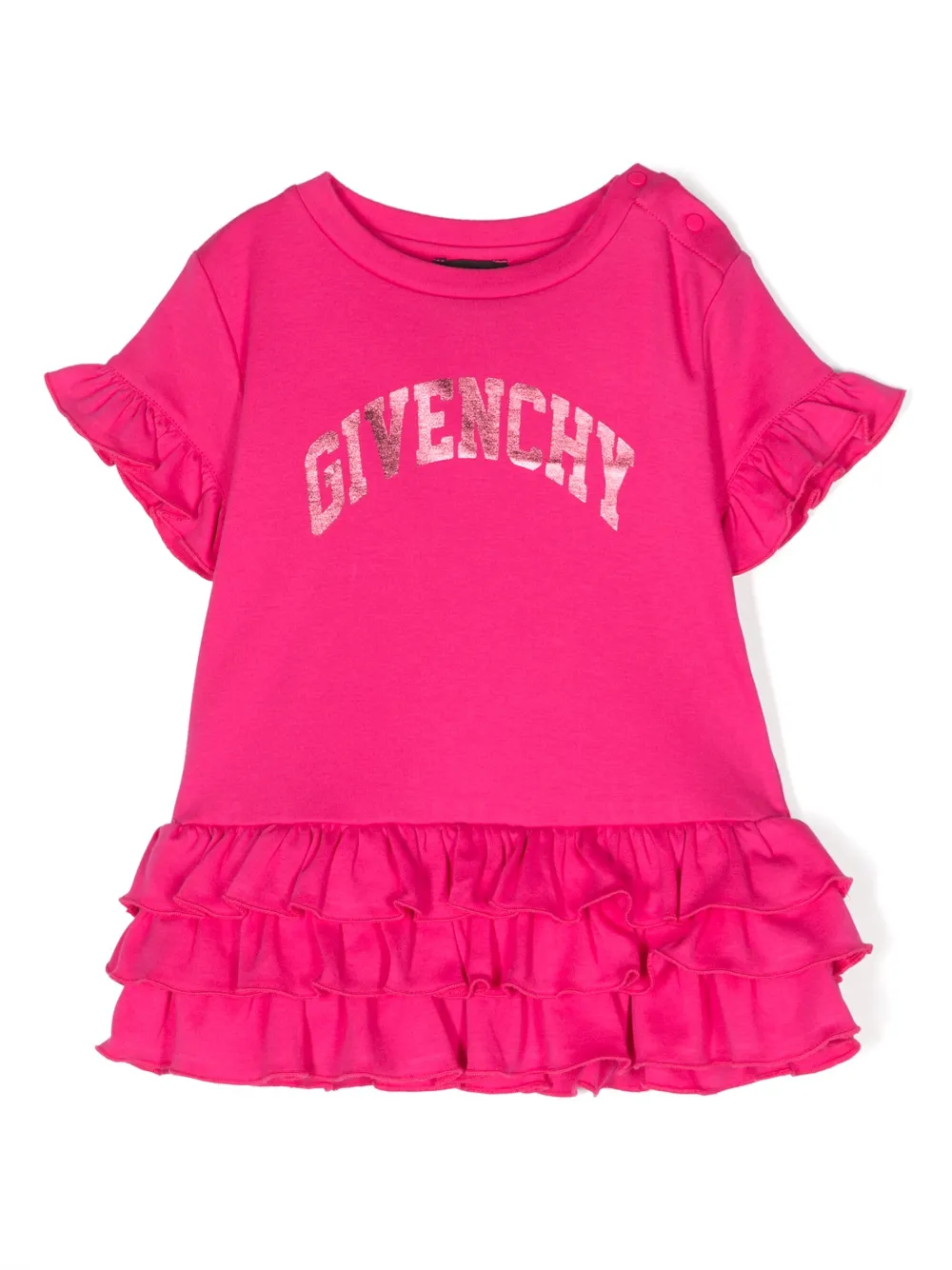 metallic-logo print dress