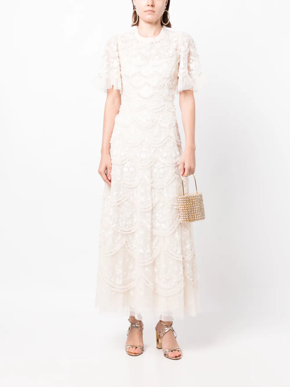 Needle & Thread Lily Bloom floral-embroidered gown - Beige