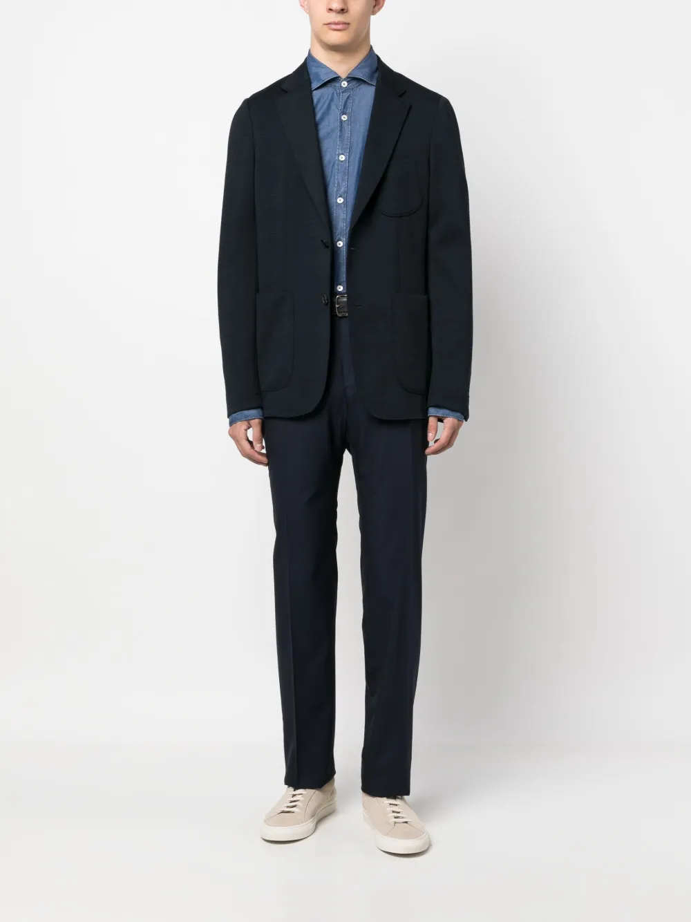 Canali button-up denim shirt - Blauw