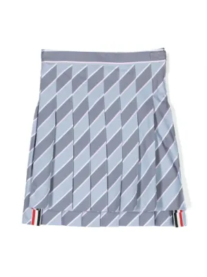 Thom Browne Kids カラーブロック プリーツスカート | グレー